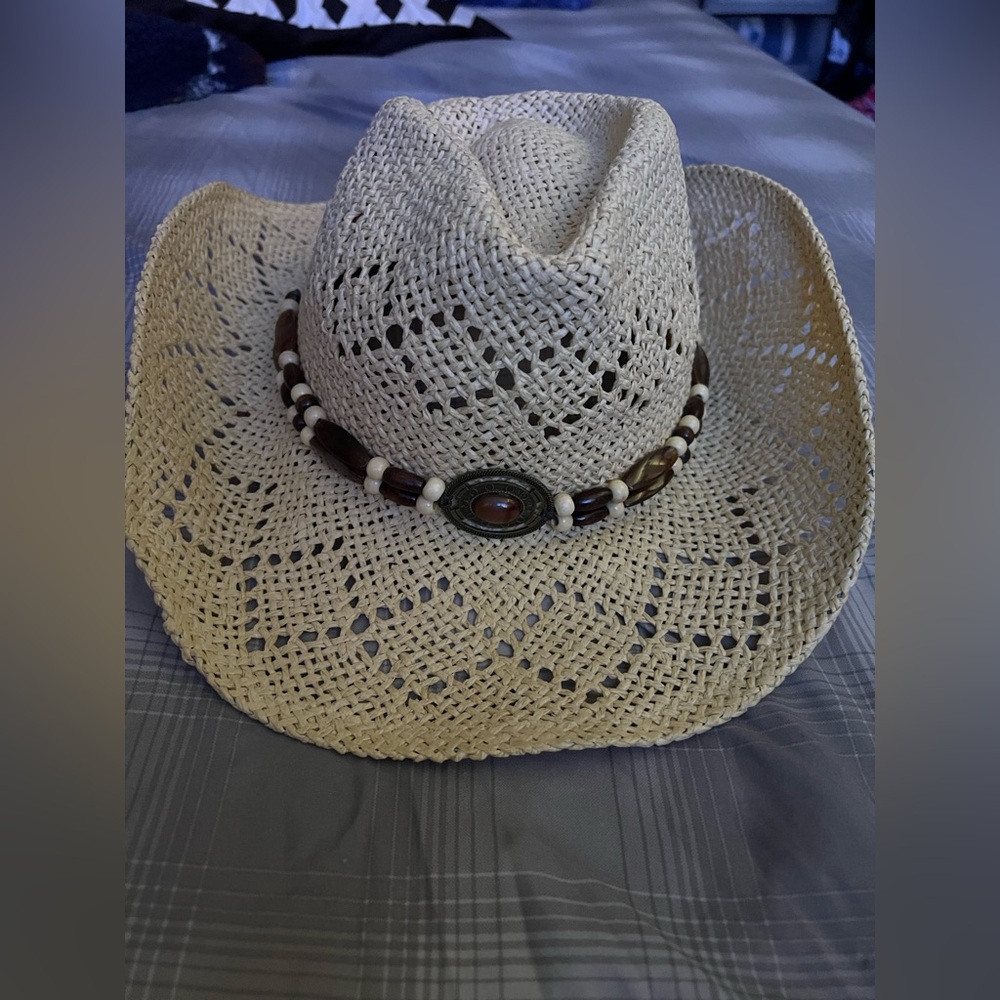 Windsor Natural Straw Cowboy Hat with Beaded Band